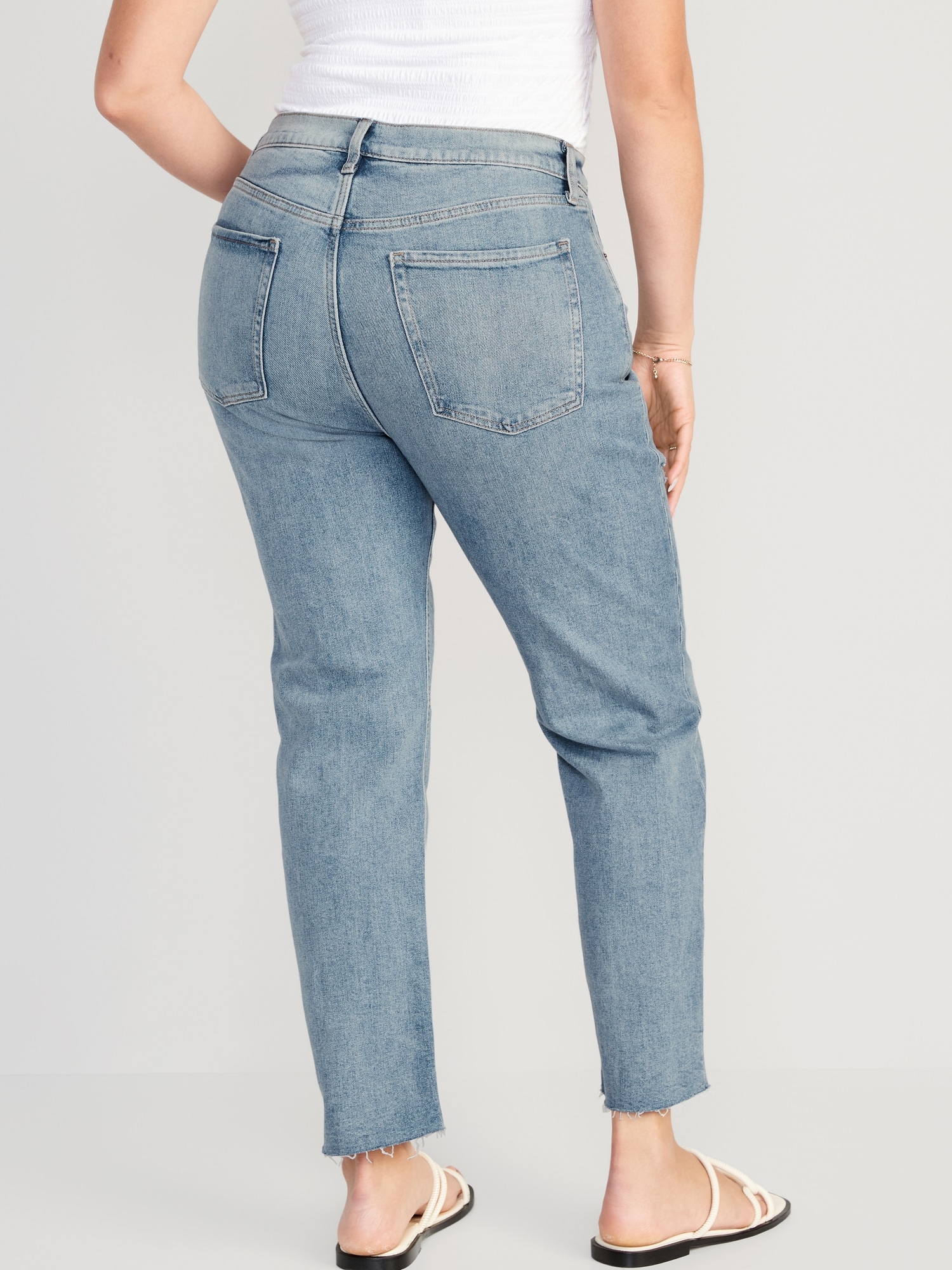Curvy High-Waisted Button-Fly OG Straight Ripped Side-Split Ankle Jeans for  Women