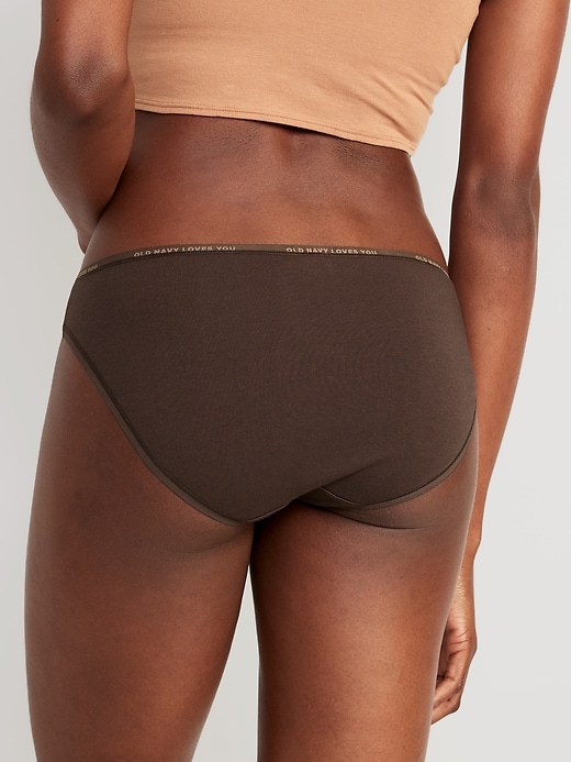 L'image numéro 2 présente Culotte bikini passe-partout en coton à logo à taille mi-basse