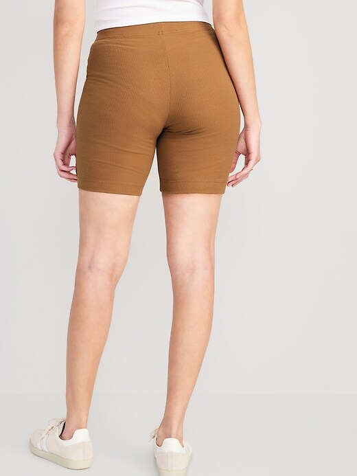 High-Waisted Rib-Knit Biker Shorts for Women -- 8-inch inseam