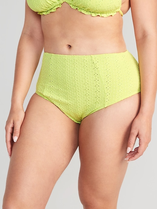 Image number 5 showing, High-Waisted Eyelet Bikini Swim Bottoms