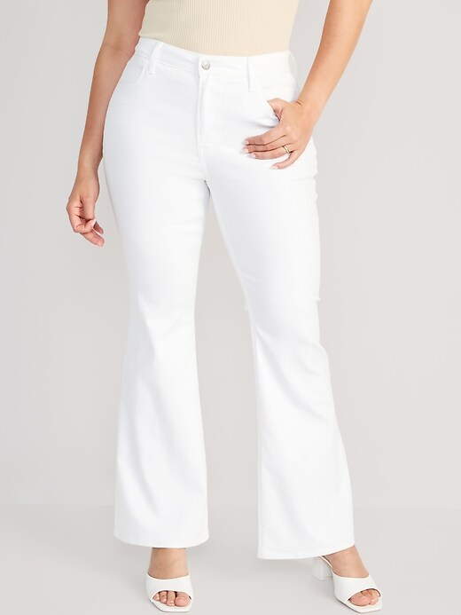 Women's White Flare Jeans with Pull-on Design