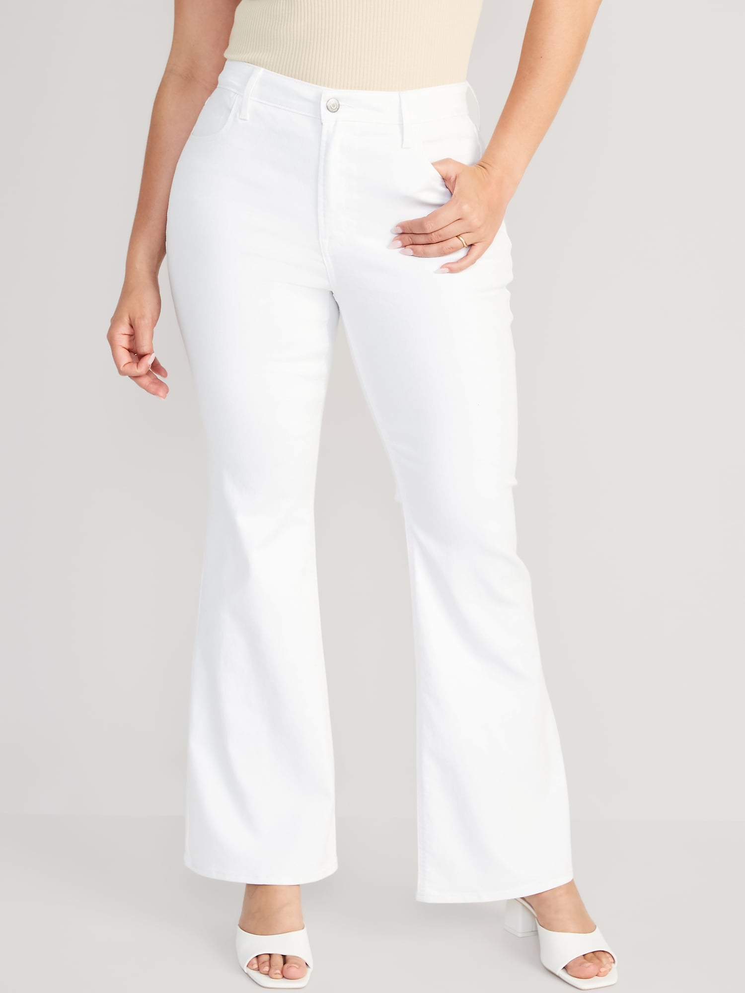 Buy Flare Pants High Waist White online