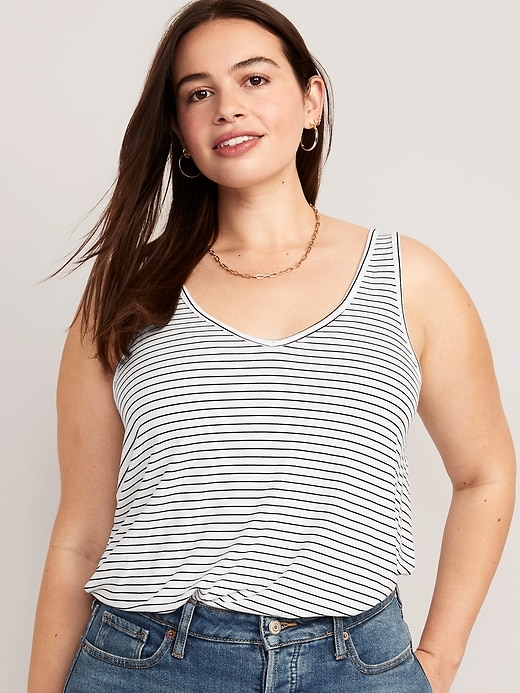 Image number 5 showing, Luxe V-Neck Sleeveless Striped T-Shirt