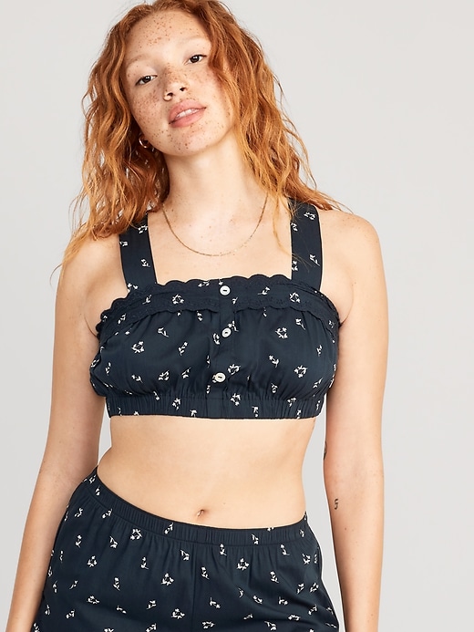 Image number 1 showing, Sleeveless Button-Front Bralette Pajama Top