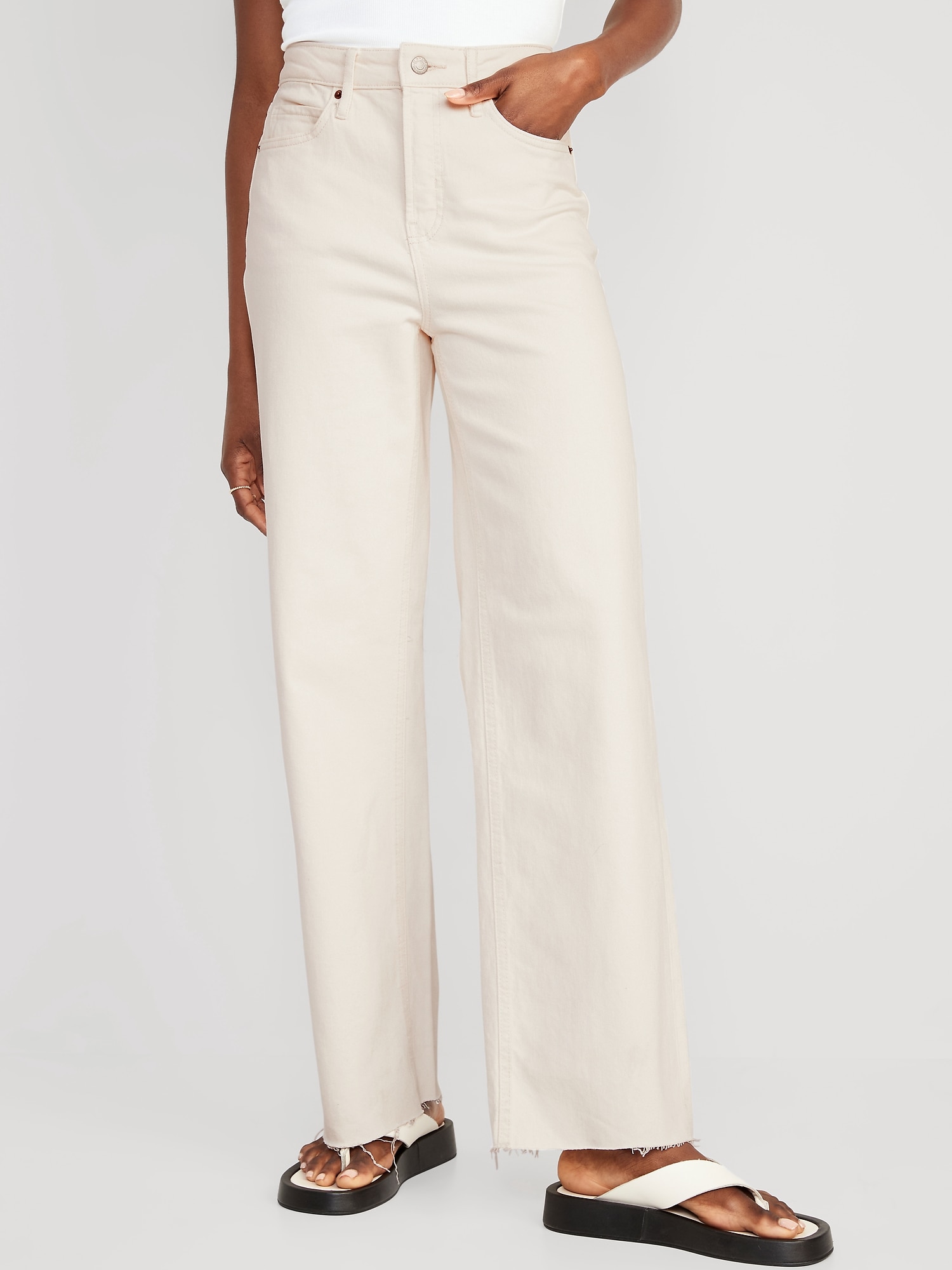 WOMEN'S plus size 18 High-Rise Relaxed Fit Straight Trousers - A New Day  cream