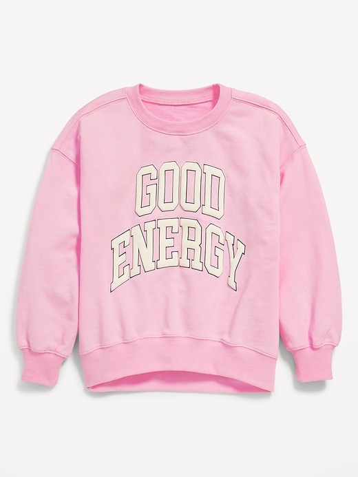 L'image numéro 2 présente Chandail Détendu en coton ouaté ras du cou à imprimé pour Fille