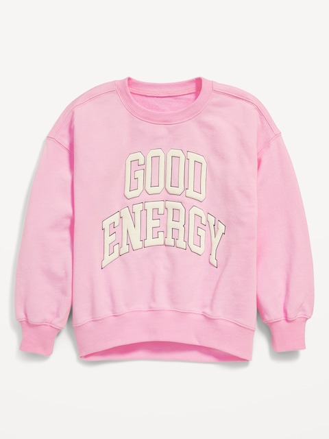 CHANDAIL DÉTENDU EN COTON OUATÉ RAS DU COU À IMPRIMÉ POUR FILLE