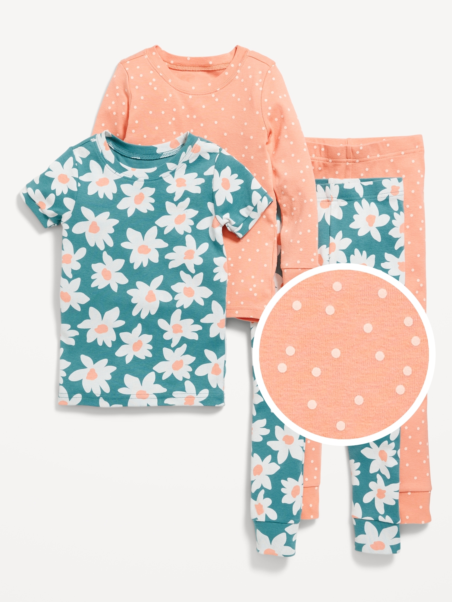 Old Navy Unisex 4-Piece Printed Snug-Fit Pajama Set for Toddler & Baby multi. 1
