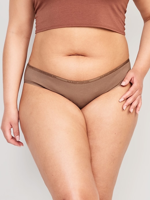 L'image numéro 7 présente Culotte bikini passe-partout en coton à logo à taille mi-basse