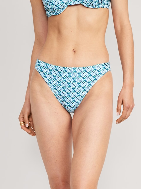 High-Waisted Printed French-Cut Bikini Swim Bottoms