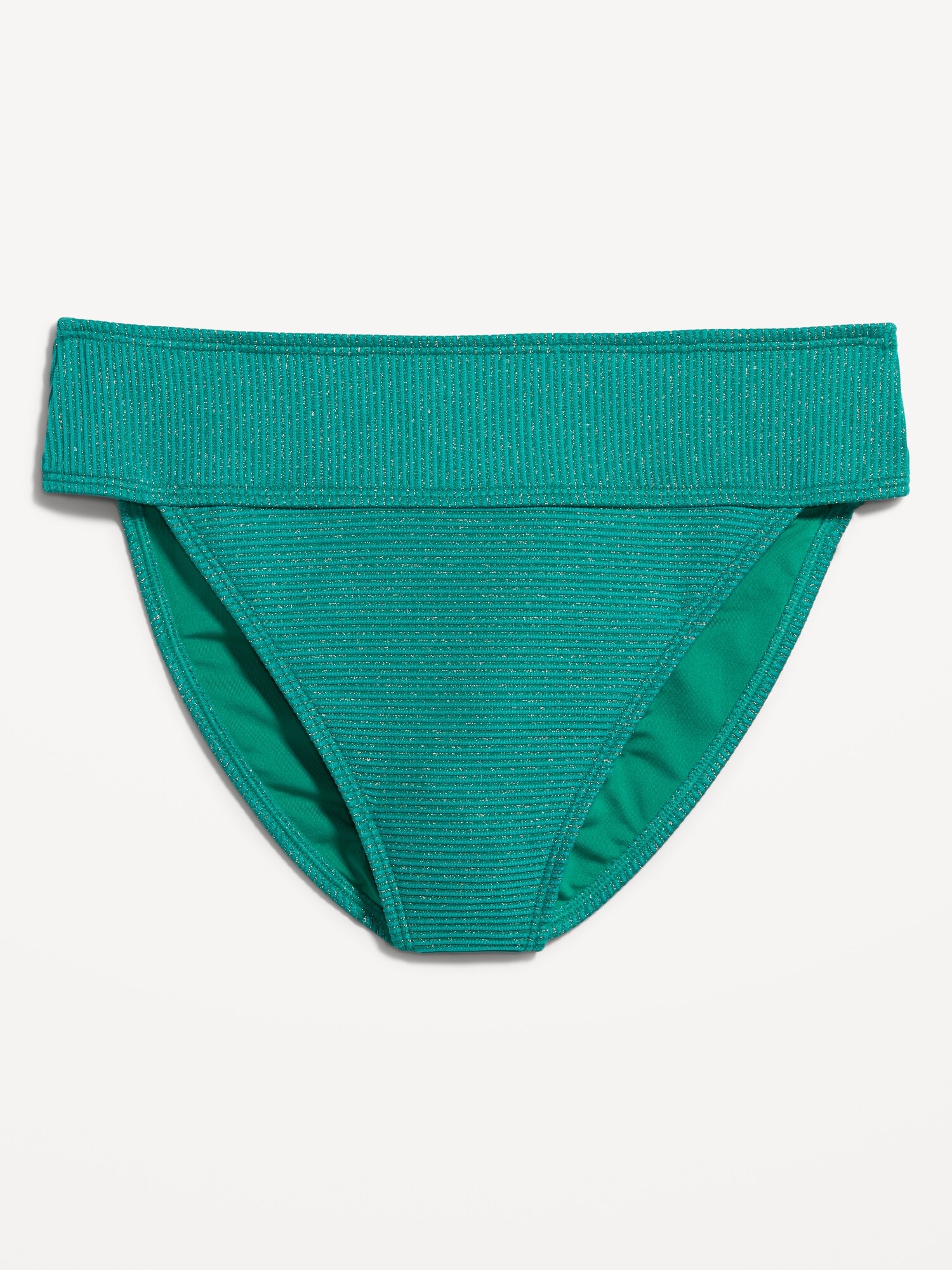 Old Navy High-Waisted Metallic Shine Bikini Swim Bottoms for Women green. 1