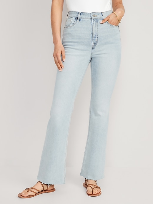 Image number 1 showing, Higher High-Waisted Cut-Off Flare Jeans