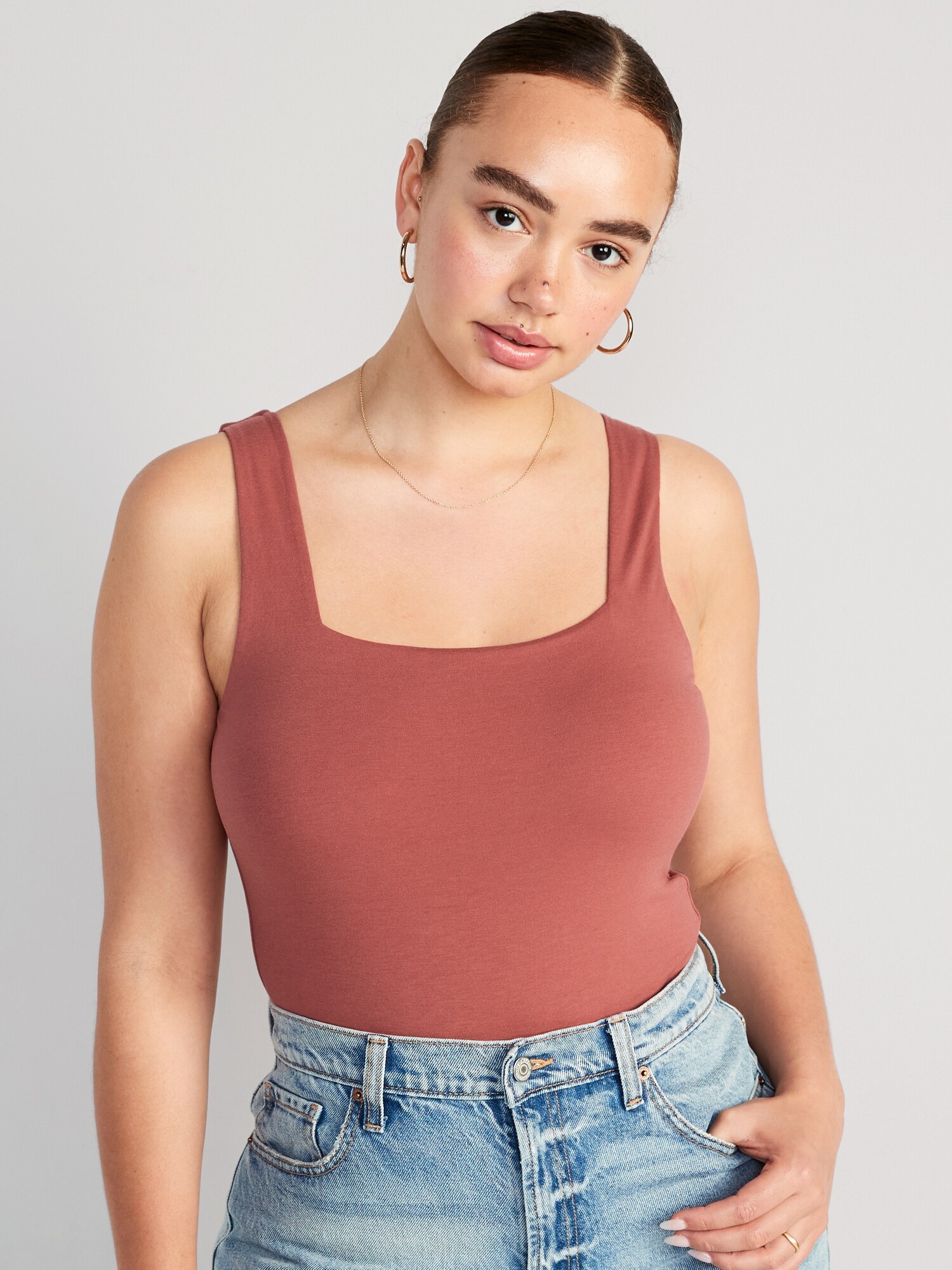 Fitted Sleeveless Square-Neck Bodysuit for Women | Old Navy