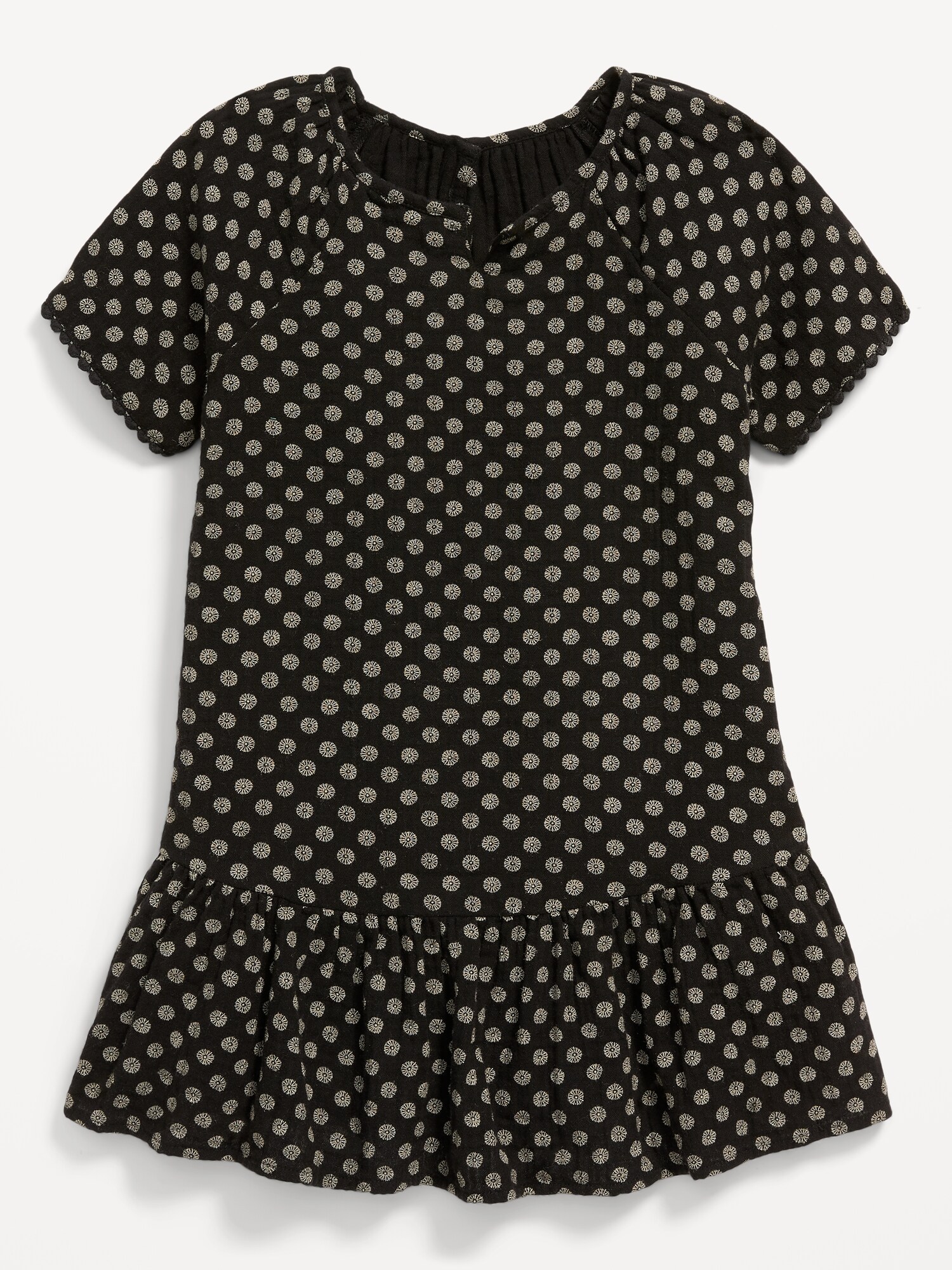Robe trapèze à tissage double à manches courtes pour Toute-petite fille