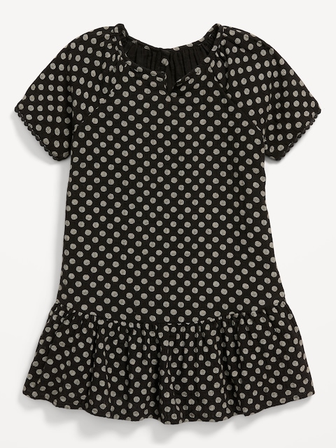 Short-Sleeve Double-Weave Swing Dress for Toddler Girls