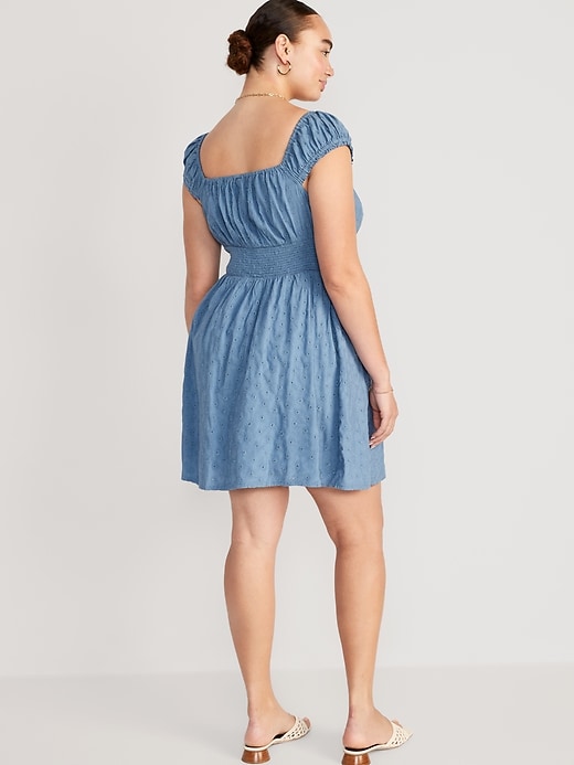 Image number 5 showing, Waist-Defined Smocked Mini Dress