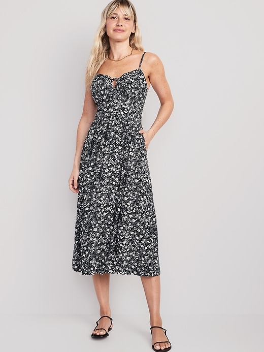 Image number 1 showing, Fit & Flare Sleeveless Floral Midi Dress