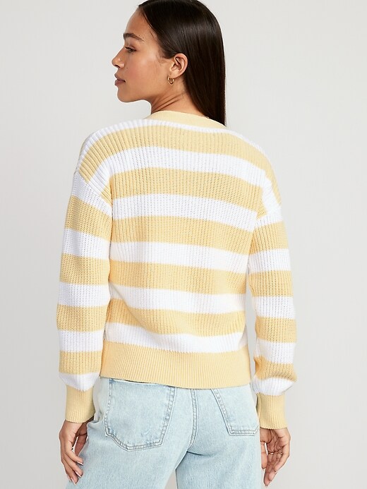Image number 2 showing, Striped Lightweight Shaker-Stitch Cardigan Sweater for Women