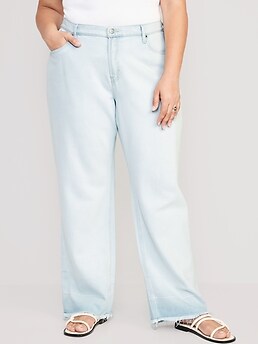 Mid-Rise Baggy Straight Released-Hem Jeans for Women