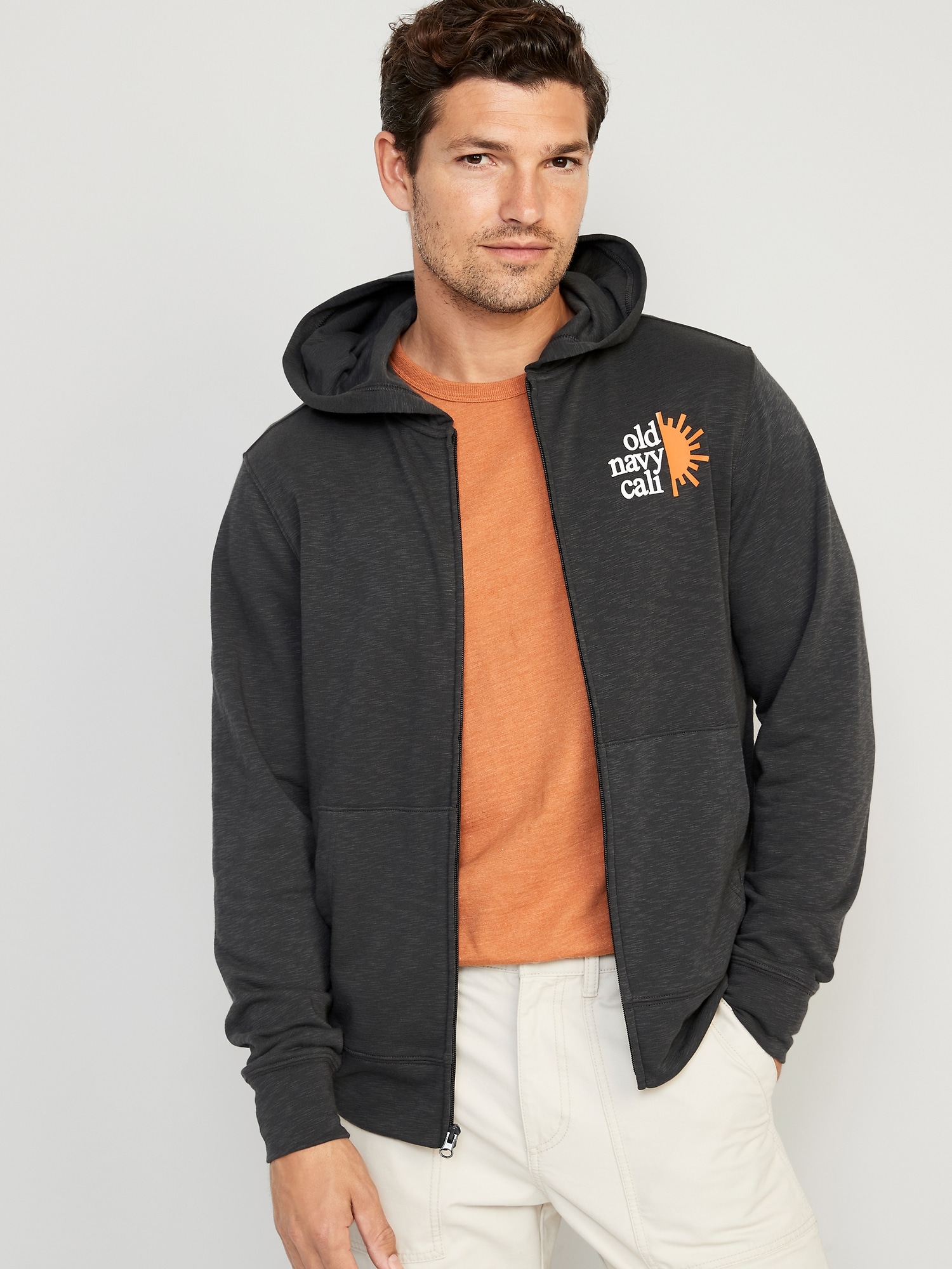 Lightweight Logo French-Terry Zip Hoodie for Men | Old Navy