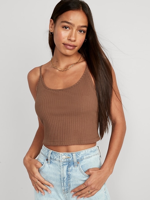 Image number 1 showing, Rib-Knit Crop Tank Top