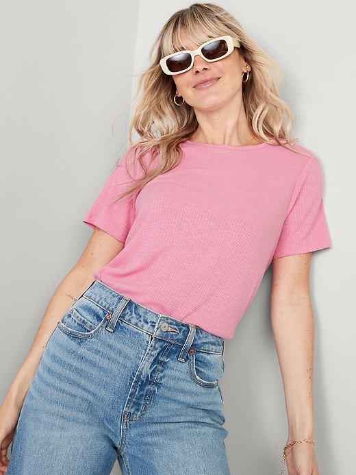 Image number 3 showing, Luxe Ribbed Slub-Knit T-Shirt