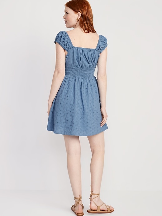Image number 2 showing, Waist-Defined Smocked Mini Dress