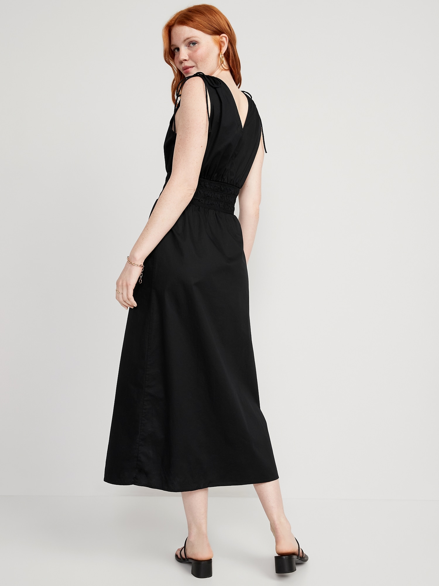 Fit & Flare Sleeveless Tie-Shoulder Smocked Maxi Dress for Women | Old Navy