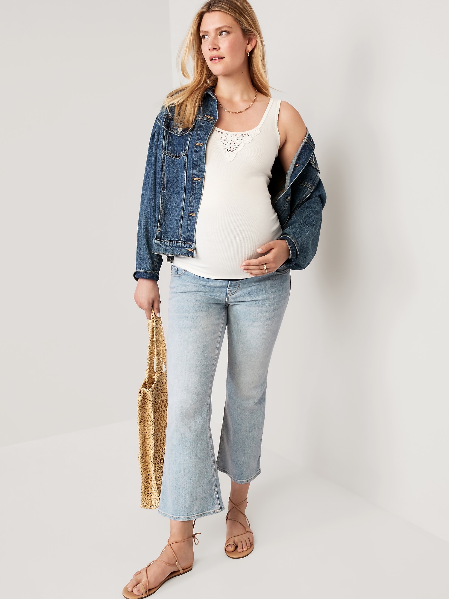 Maternity Full Panel Cropped Flare Jeans Old Navy