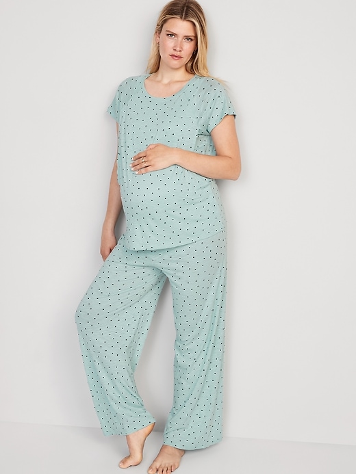Maternity Rollover-Waist Microfleece Pajama Pants