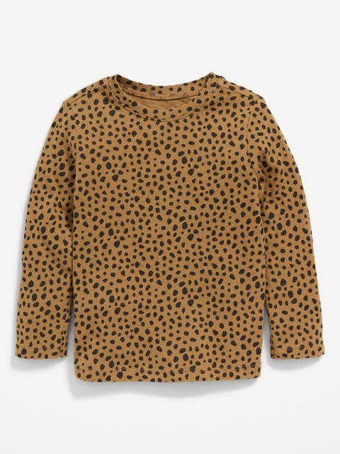Unisex Long-Sleeve Printed T-Shirt for Toddler - Brown Leopard