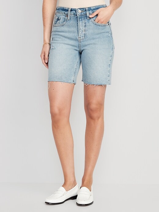Image number 1 showing, High-Waisted OG Straight Jean Shorts for Women -- 7-inch inseam