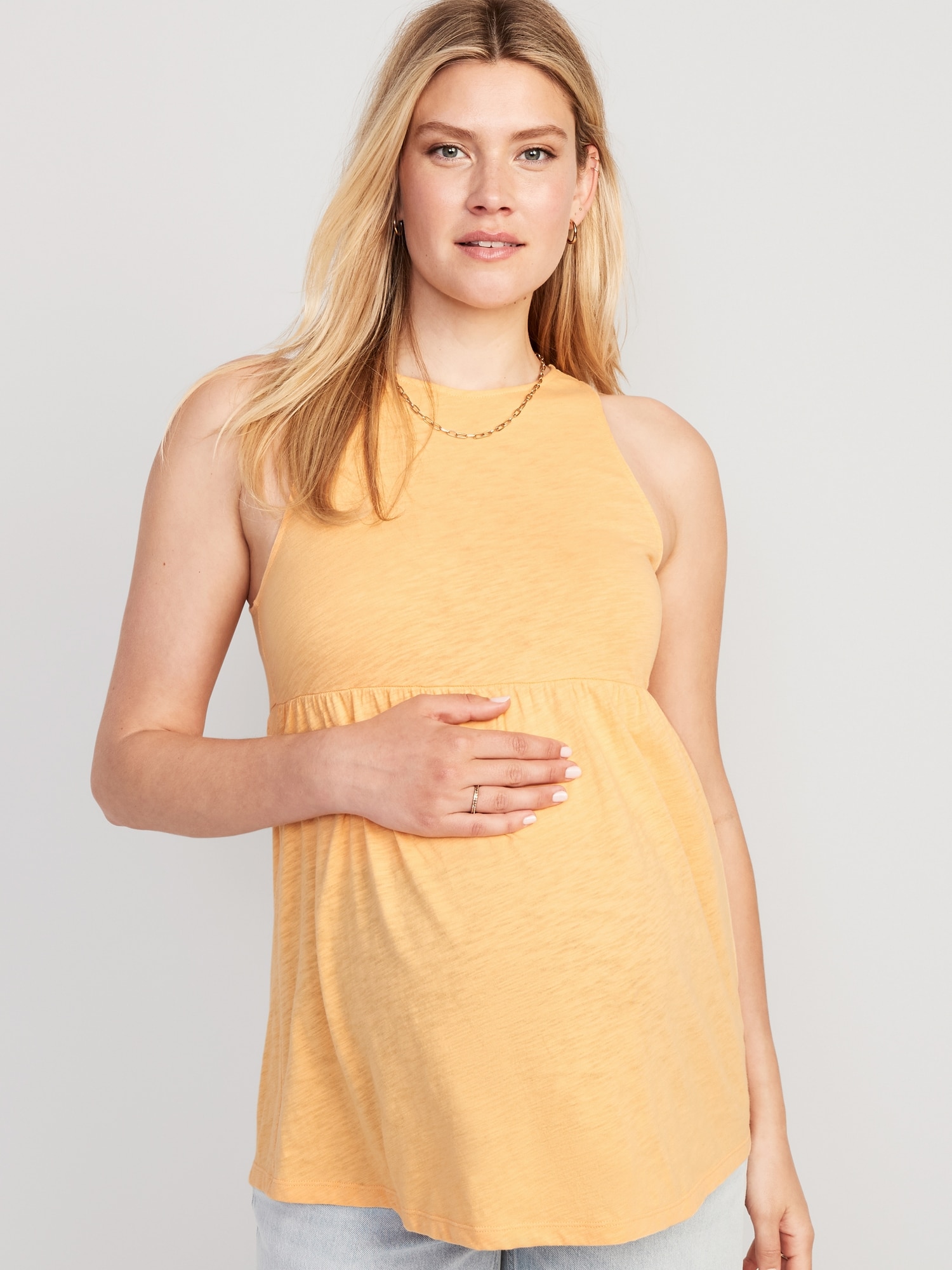 Old Navy Maternity EveryWear Sleeveless Slub-Knit Peplum Top orange. 1