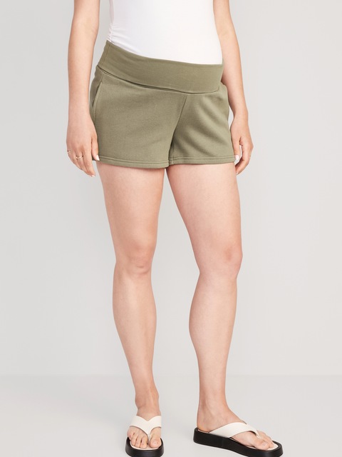 Maternity Foldover-Waist Shorts -- 3-inch inseam