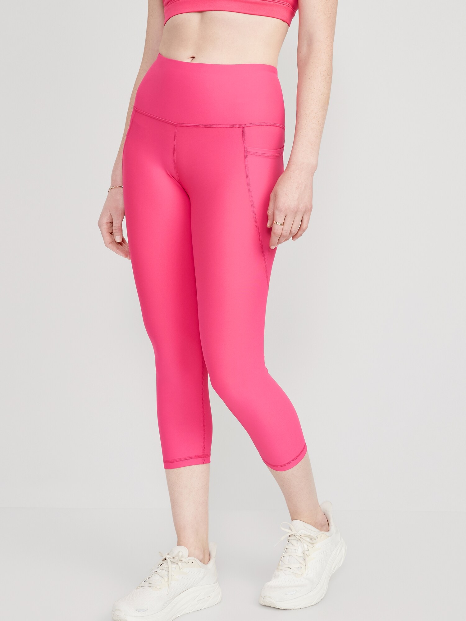 Old Navy - High-Waisted PowerSoft Crop Leggings for Women pink