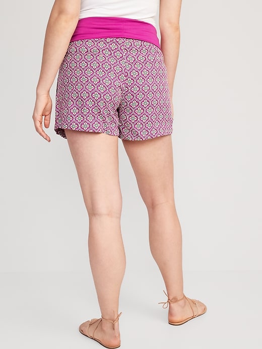 Image number 2 showing, Maternity Rollover-Panel Playa Shorts -- 4-inch inseam