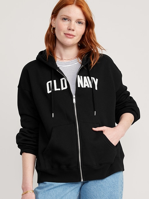 Slouchy Logo Graphic Zip Hoodie for Women | Old Navy