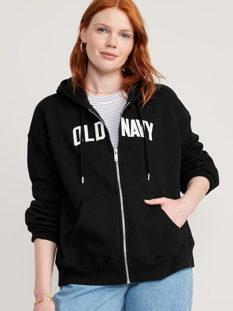 Slouchy Logo Graphic Zip Hoodie