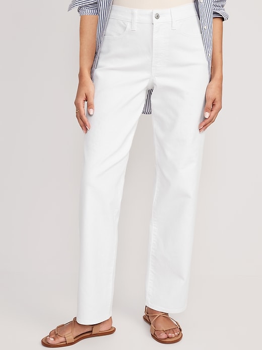 Image number 1 showing, High-Waisted Wow White Loose Jeans