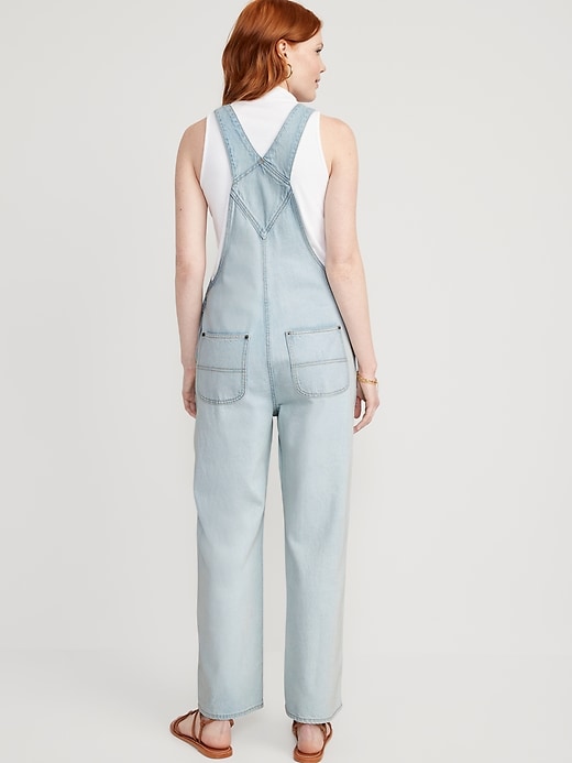 Image number 2 showing, Baggy Wide-Leg Non-Stretch Jean Overalls