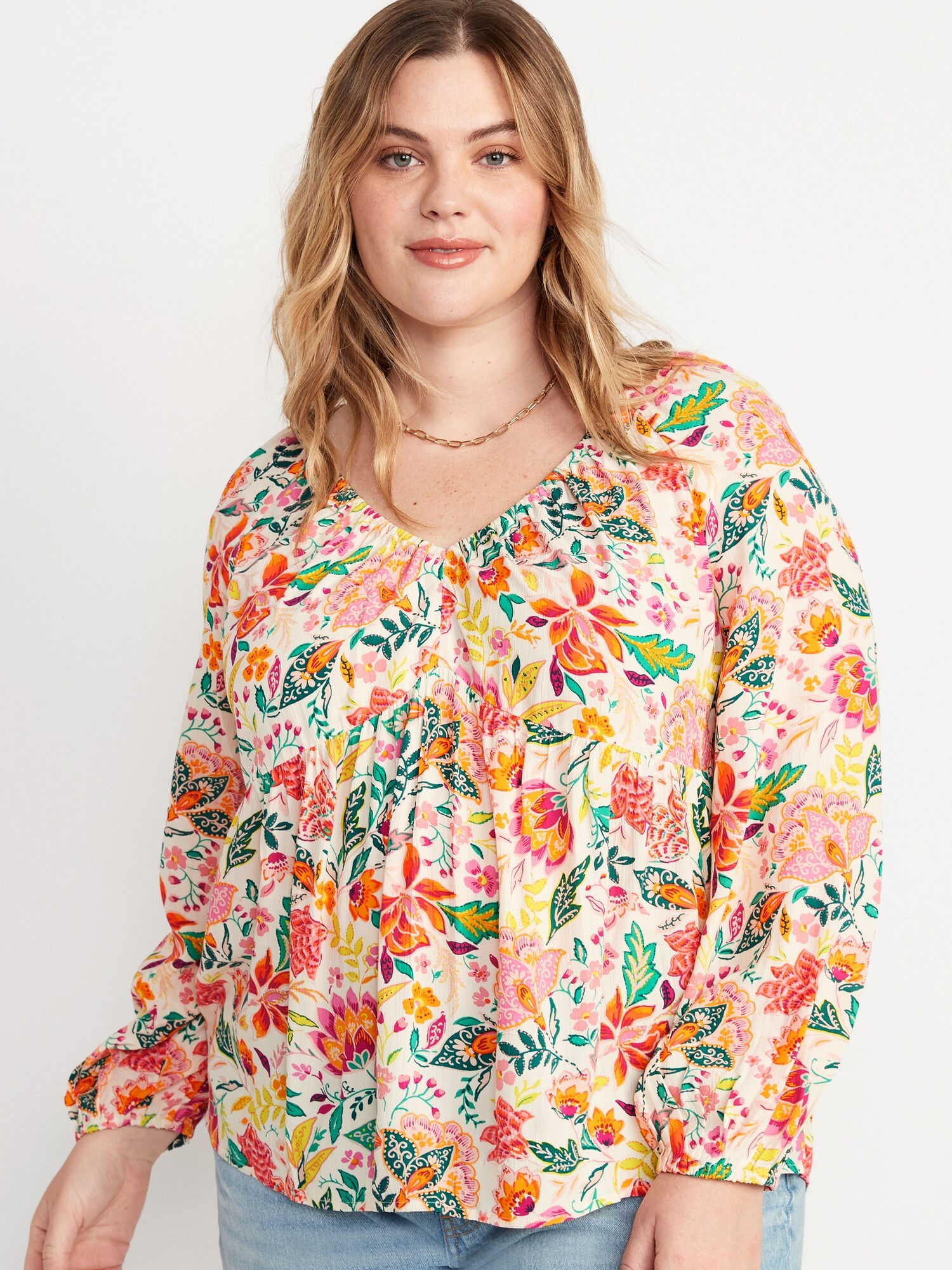 LongSleeve VNeck Crinkled Boho Top Old Navy