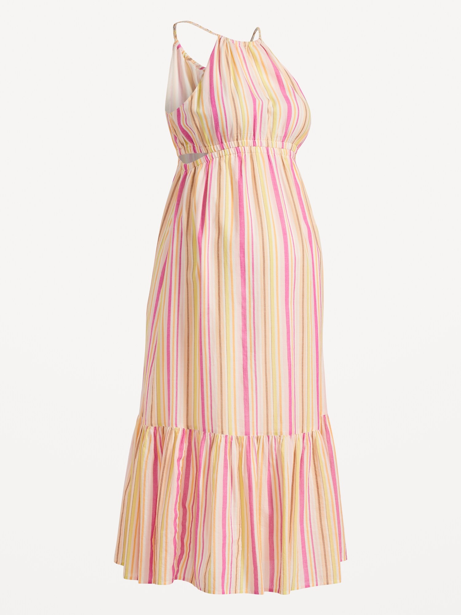 Maternity Waist-Defined Striped Halter Maxi Dress | Old Navy