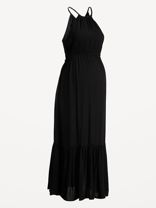 Image number 4 showing, Maternity Waist-Defined Halter Maxi Dress