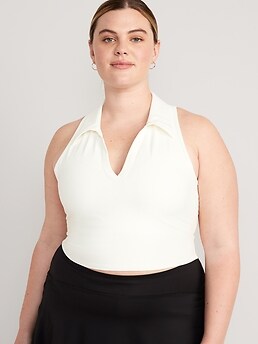 Fitted PowerSoft Sleeveless Cropped Polo for Women