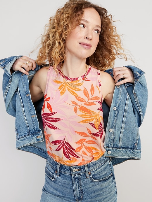 Image number 3 showing, Sleeveless Luxe Floral-Print T-Shirt