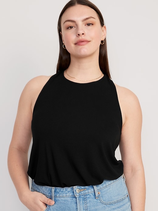 Image number 5 showing, Luxe High-Neck Twist-Back Tank Top