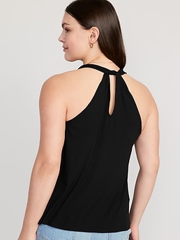 Luxe High-Neck Twist-Back Tank Top