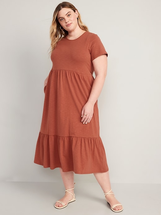 Image number 6 showing, Short-Sleeve Tiered Midi Dress
