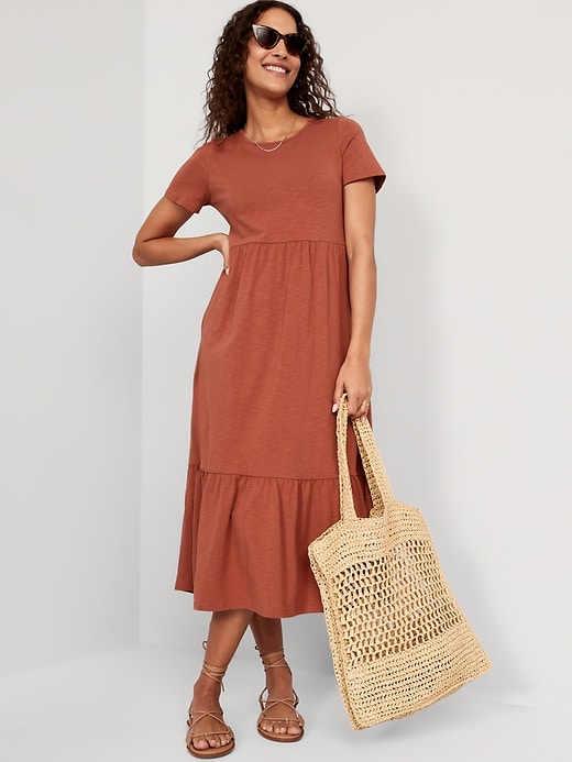 Image number 3 showing, Short-Sleeve Tiered Midi Dress