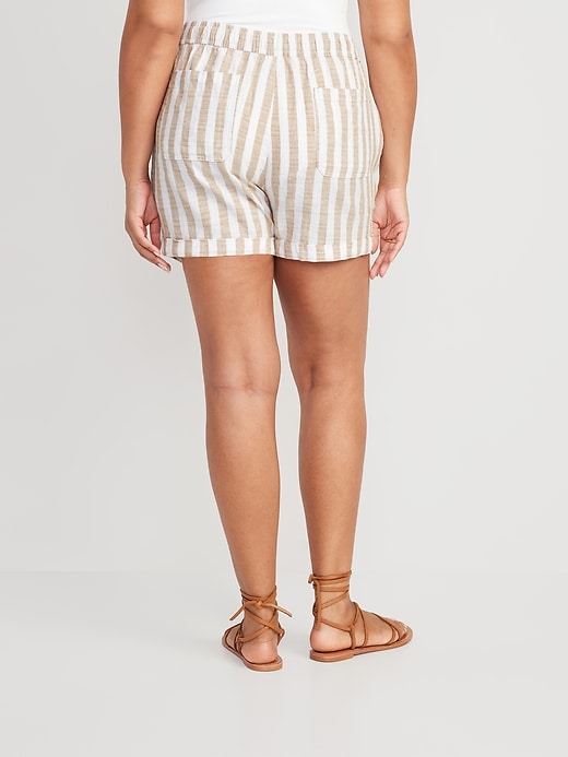 Matching High-Waisted Striped Linen-Blend Shorts --